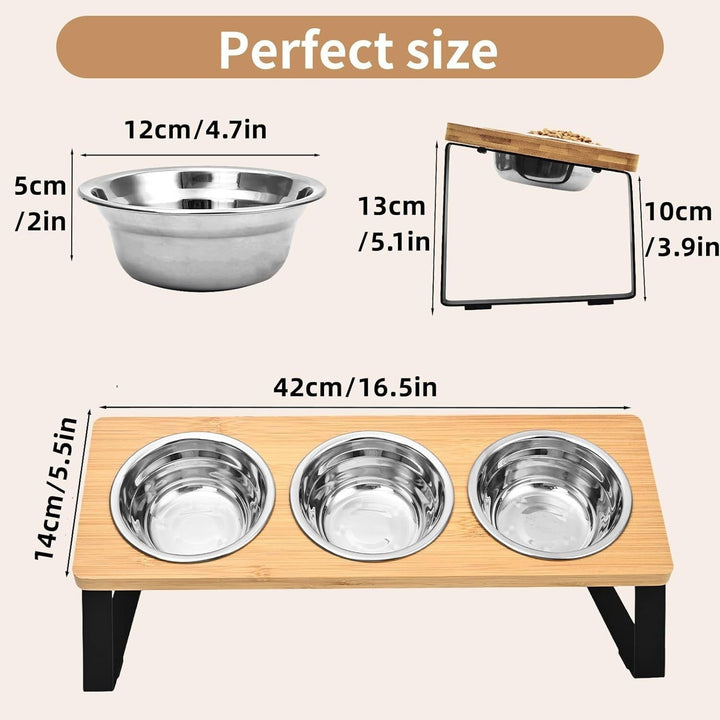 Elevate Your Pet's Dining Experience with Our Iron Wood Combined Cat Bowl