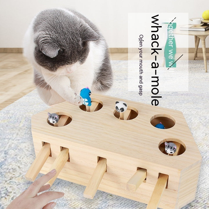 Interactive Puzzle Solid Wood Cat Toy